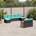 thumbnail image 1 of vidaXL 9 Piece Patio Sofa Set with Cushions Black Poly Rattan, 1 of 4