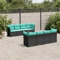thumbnail image 1 of vidaXL 9 Piece Patio Sofa Set with Cushions Black Poly Rattan, 1 of 4