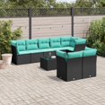 thumbnail image 1 of vidaXL 9 Piece Patio Sofa Set with Cushions Black Poly Rattan, 1 of 4
