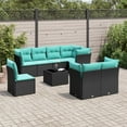 thumbnail image 1 of vidaXL 9 Piece Patio Sofa Set with Cushions Black Poly Rattan, 1 of 4