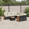 thumbnail image 1 of vidaXL 9 Piece Patio Sofa Set with Cushions Black Poly Rattan, 1 of 10