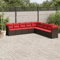 thumbnail image 1 of vidaXL 9 Piece Patio Sofa Set with Cushions Brown Poly Rattan, 1 of 4