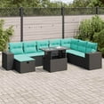 thumbnail image 1 of vidaXL 9 Piece Patio Sofa Set with Cushions Gray Poly Rattan Acacia, 1 of 10