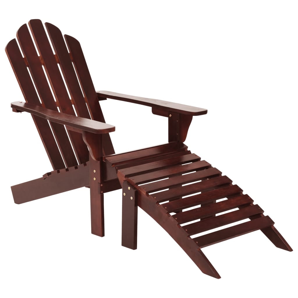 vidaXL Adirondack Chair Patio Adirondack Chair with Ottoman Solid Wood Fir