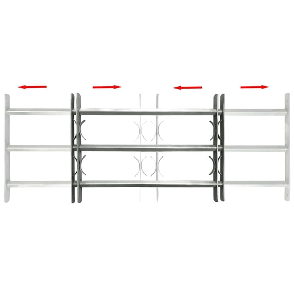 vidaXL Adjustable Security Grille for Windows with 3 Crossbars 19.7"-25.6"