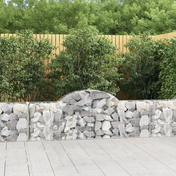 vidaXL Arched Gabion Basket 1 Piece Silver Galvanized Iron 78.7x11.8x23.6/31.5 in