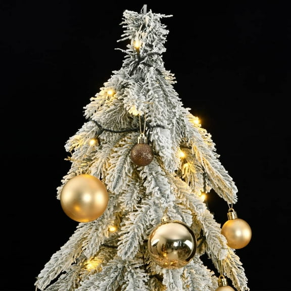 vidaXL Artificial Christmas Tree 150 LEDs&Ball Set&Flocked Snow 59.1"