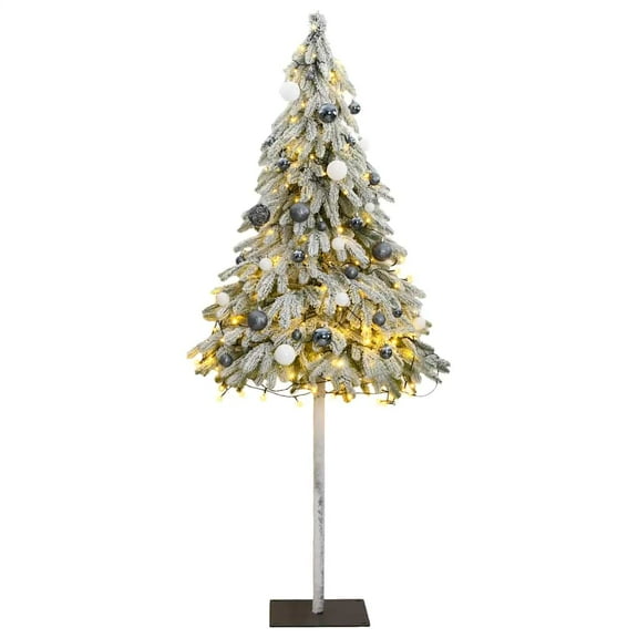 vidaXL Artificial Christmas Tree 150 LEDs&Ball Set&Flocked Snow 59.1"