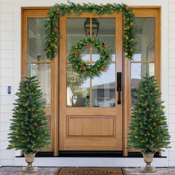 vidaXL Christmas Decoration 3 Piece Outdoor Christmas Door Decoration Set PVC