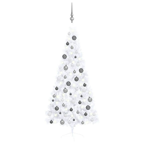 vidaXL Artificial Half Pre-lit Christmas Tree with Ball Set Party Decoration