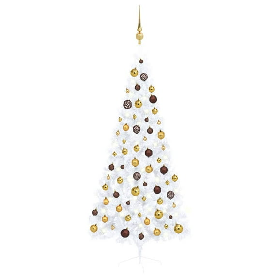 vidaXL Artificial Half Pre-lit Christmas Tree with Ball Set Party Decoration