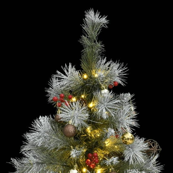 vidaXL Artificial Hinged Christmas Tree 150 LEDs & Ball Set 59.1"