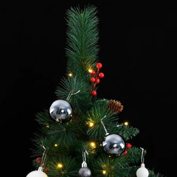 vidaXL Artificial Hinged Christmas Tree 300 LEDs & Ball Set 70.9"