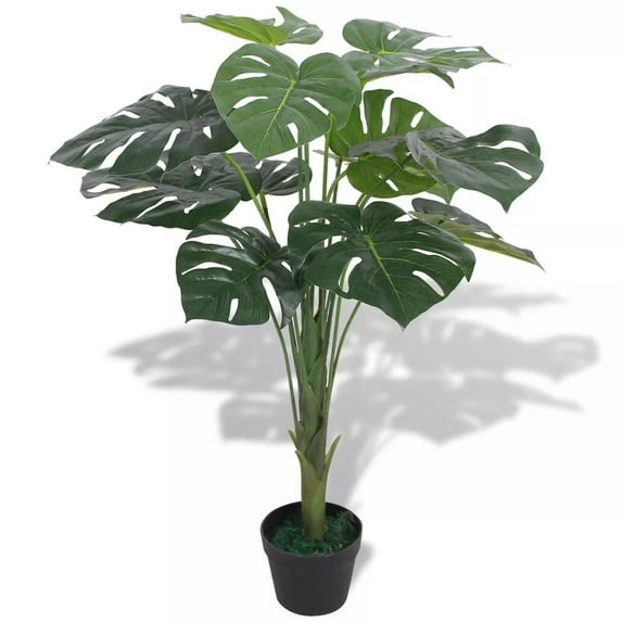 vidaXL Green Artificial Monstera Plant 1 Piece 27.6" with Pot Faux Houseplant
