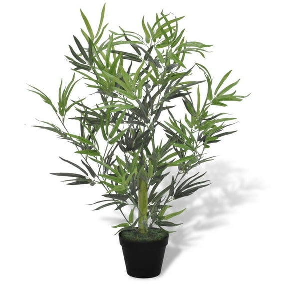 vidaXL Artificial Bamboo Tree Plant with Pot Green and Black