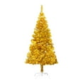 thumbnail image 1 of vidaXL Artificial Pre-lit Christmas Tree with Stand Gold 59.1" PET, 1 of 30