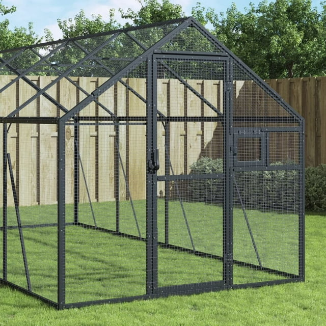 vidaXL Aviary Outdoor Lockable Large Parrot Budgie Cage Bird House Aluminum