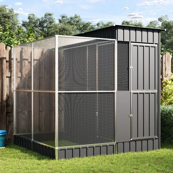 vidaXL Aviary Silver Galvanized steel Large Durable Aviary