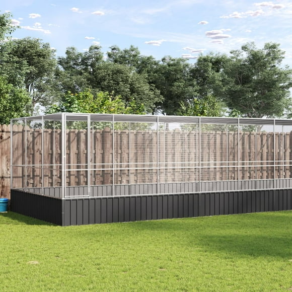 vidaXL Aviary with Extension Silver 366.9"x120.9"x83.5" Steel