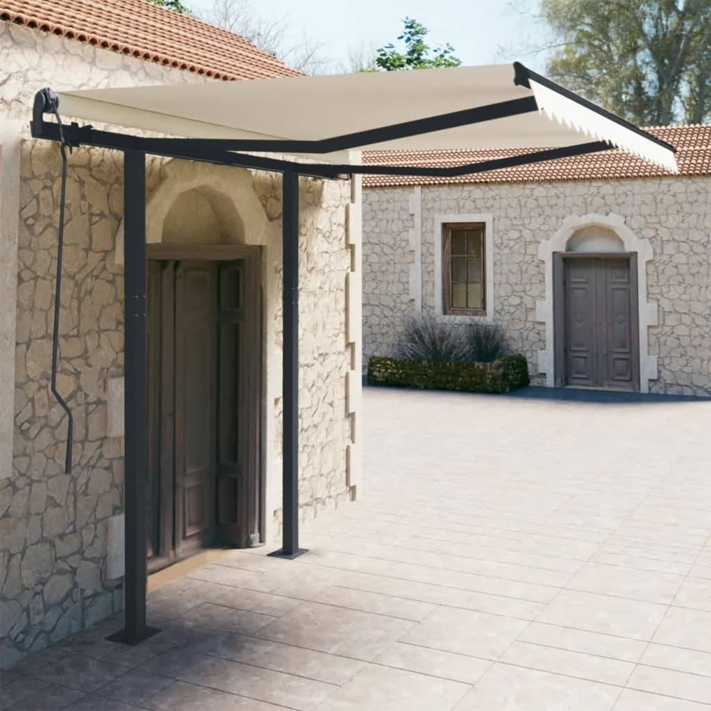 Anthracite and Black Iron Manual Retractable Awning Post Set