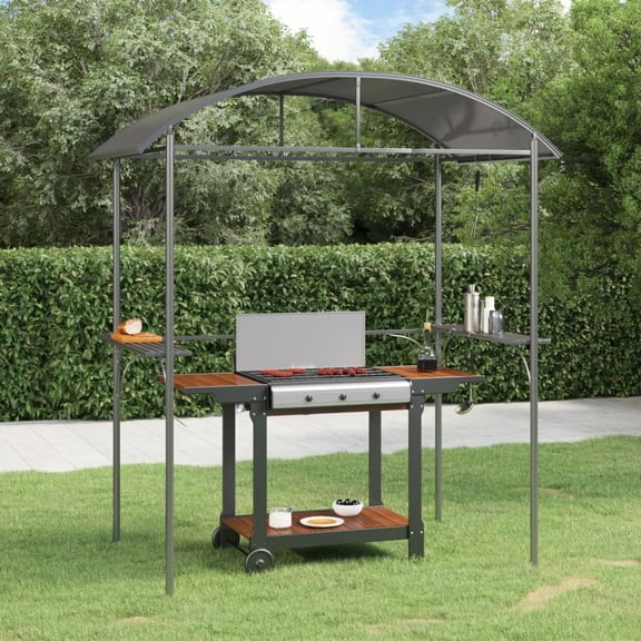 vidaXL Bbq Gazebo Anthracite Steel, PC board 86.6 x 45.3 x 90.6 in Hooks