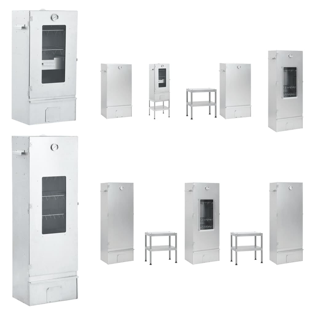 vidaXL BBQ Oven Smoker with Wood Chips 17.5"x11.4"x43.3" Galvanized Steel