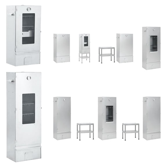 vidaXL BBQ Oven Smoker with Wood Chips 17.5"x11.4"x43.3" Galvanized Steel