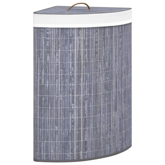 vidaXL Bamboo Corner Laundry Basket 15.9 gal Washing Clothes Bin Multi Colors