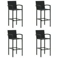 thumbnail image 1 of vidaXL Bar Stool Set of 4 Black Poly Rattan Standard Footrest, 1 of 6