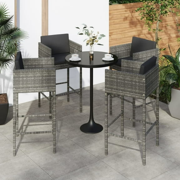 vidaXL Bar Stool Bar Seat Counter Height Island Stool for Pub Poly Rattan