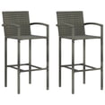 thumbnail image 1 of vidaXL Bar Stool Set of 2 Grey PE rattan, powder-coated steel, 1 of 2