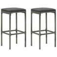 thumbnail image 1 of vidaXL Adult Backless PE Rattan Counter Height Bar Stools - Set of 2, Gray, 1 of 69