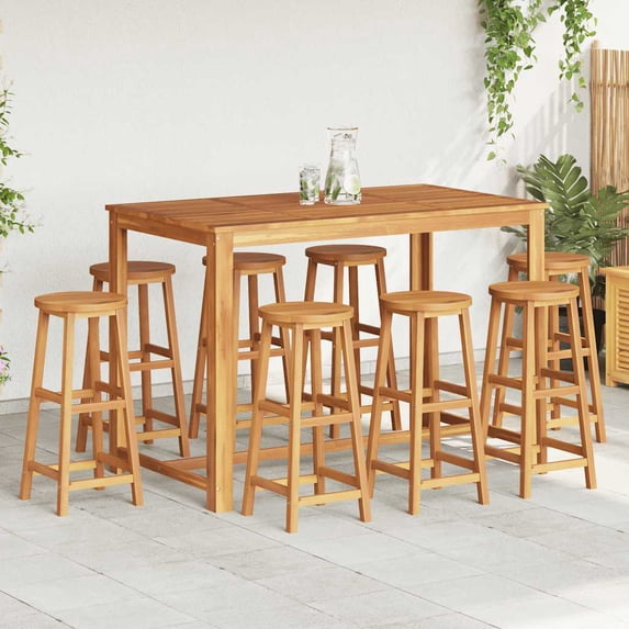 vidaXL Bar Stool Set of 8 Natural wood Solid Acacia wood Standard