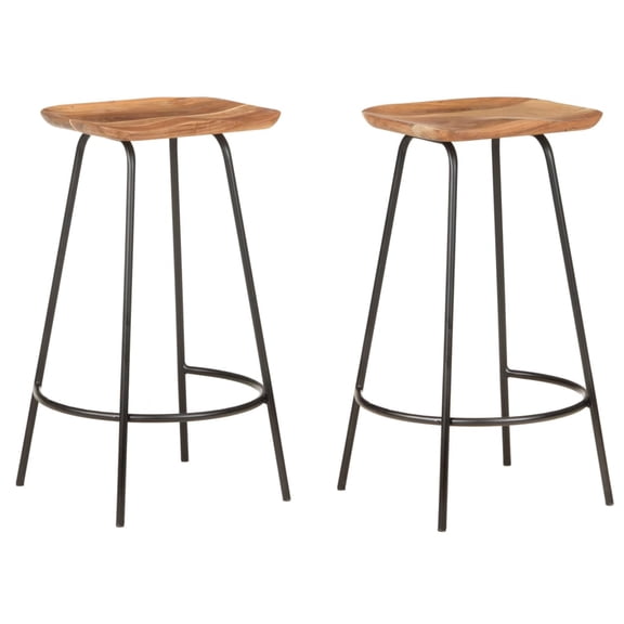 vidaXL Adult Solid Wood and Counter Height Bar Stools - Set of 2, Brown