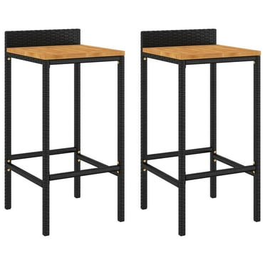 vidaXL Bar Stool Counter Height Bar Stool Poly Rattan and Solid Wood Acacia