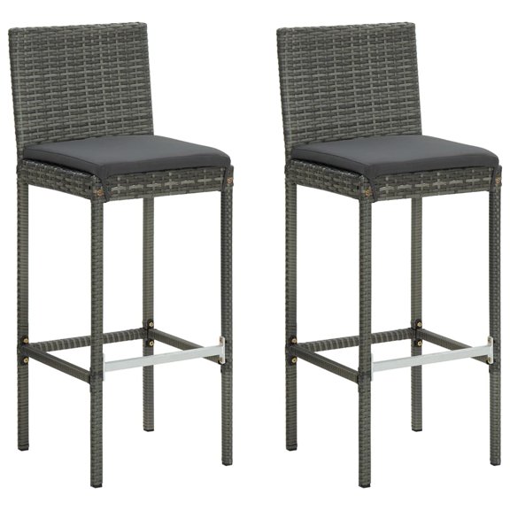 vidaXL Bar Stool Seat with Cushions Island Stool for Pub Kitchen Poly Rattan