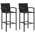 thumbnail image 1 of vidaXL Bar Stools 2 pcs Black Poly Rattan 3452, 1 of 8