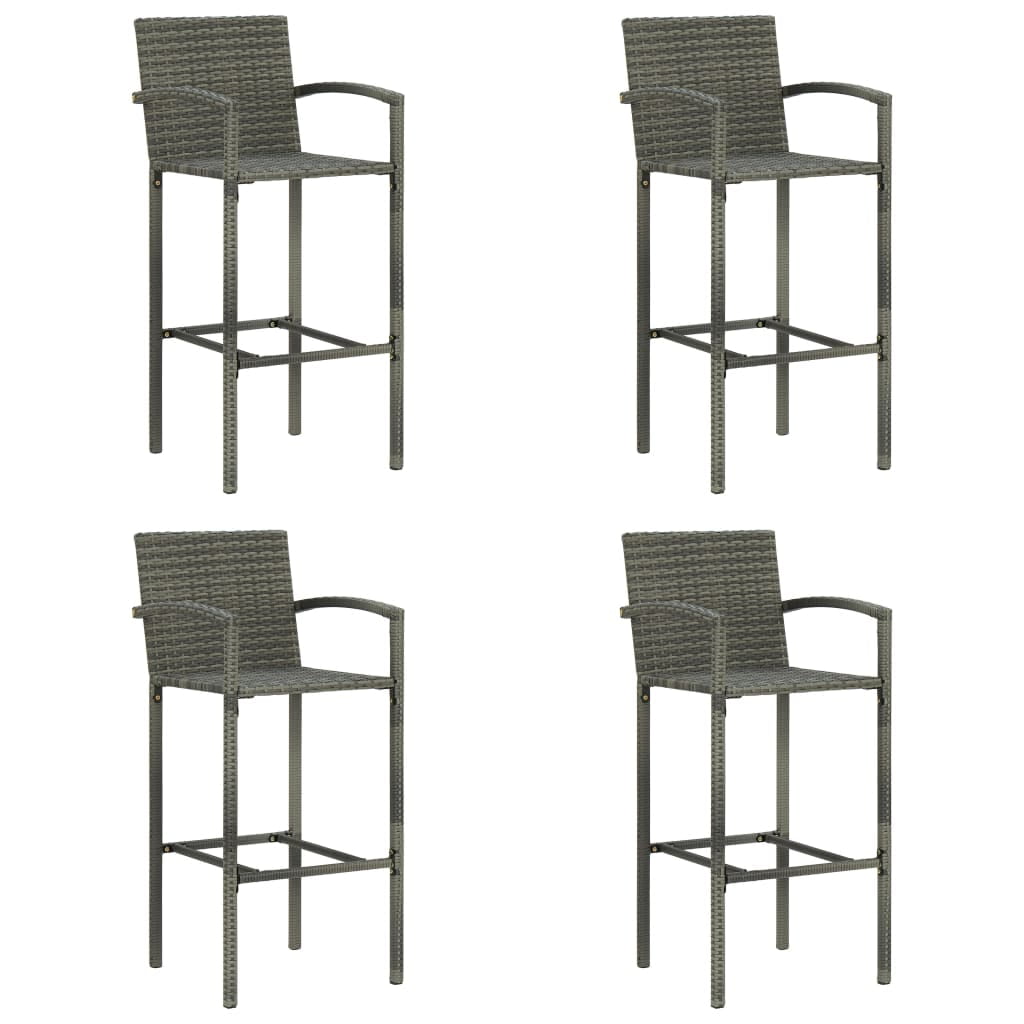 Gray Poly Rattan and Steel Outdoor Dining Chairs