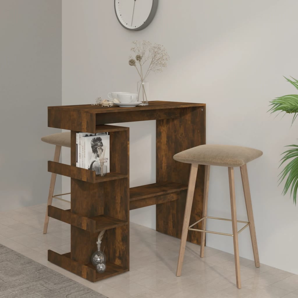 vidaXL Bar Table Dining Room Standing Desk with Storage Rack Engineered ...