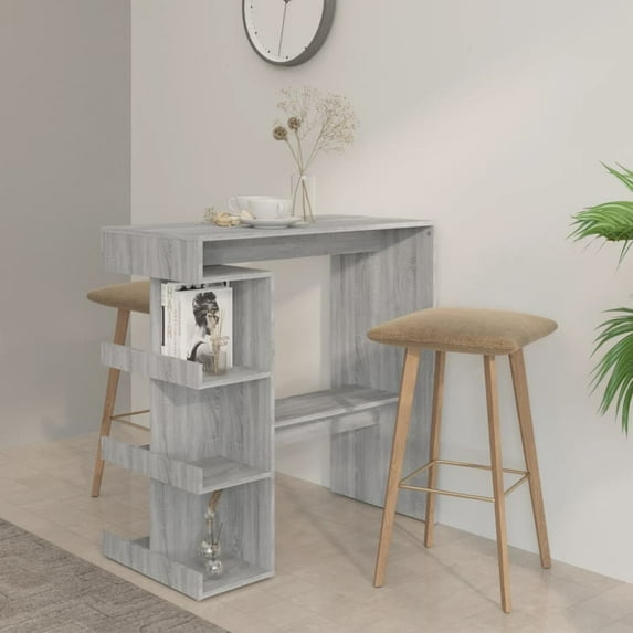 vidaXL Bar Table Dining Room Standing Desk with Storage Rack Engineered Wood