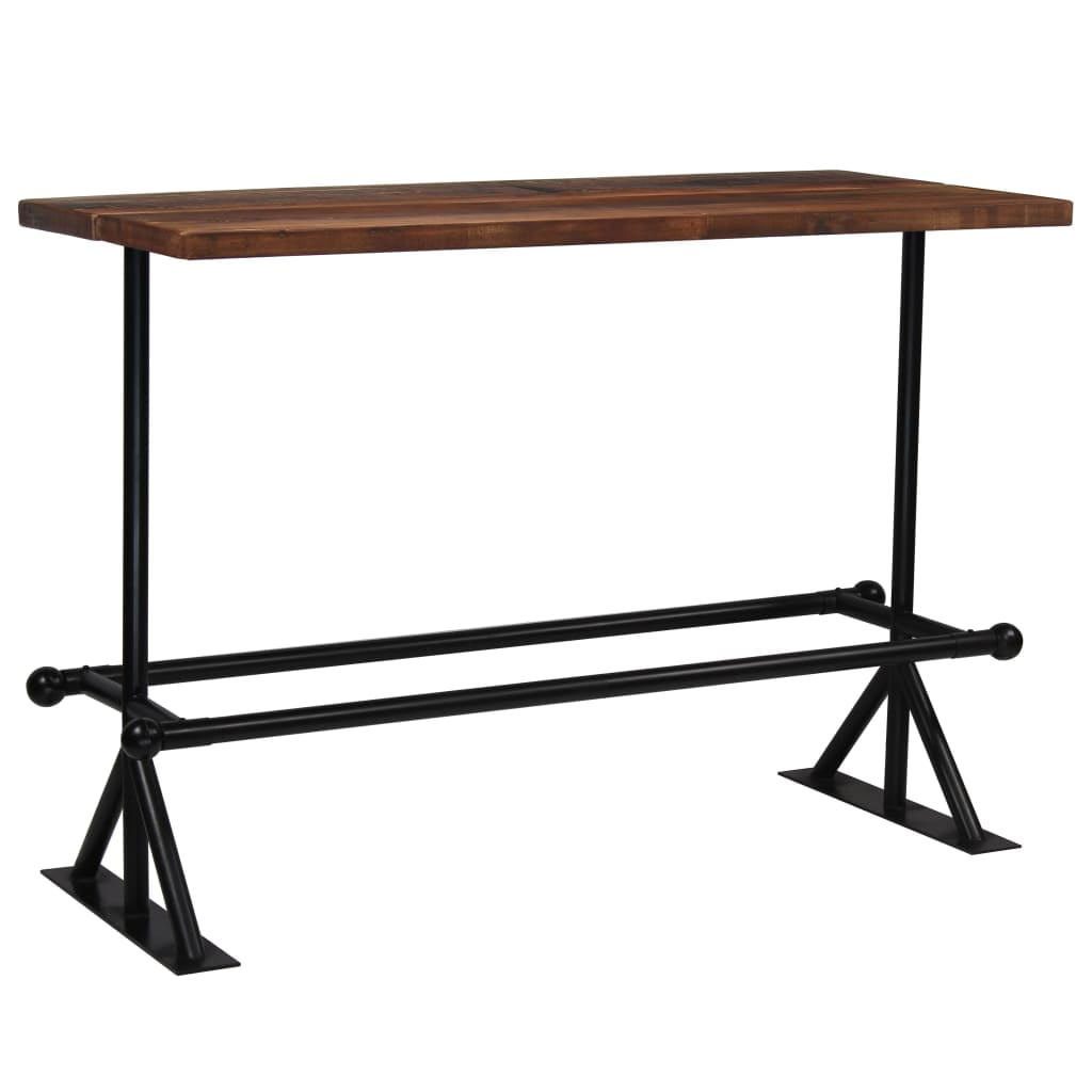 Industrial Reclaimed Wood Bar Height Table with Steel Legs