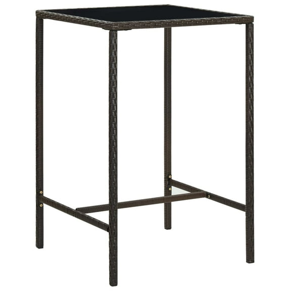 vidaXL Bar Table Outdoor Pub Counter Height Table with Glass Top PE Rattan