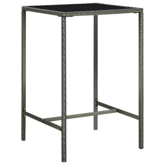 vidaXL Bar Table Outdoor Pub Counter Height Table with Glass Top PE Rattan