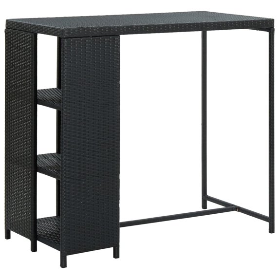vidaXL Bar Table Pub Table Kitchen Bistro Table with Storage Rack Poly Rattan