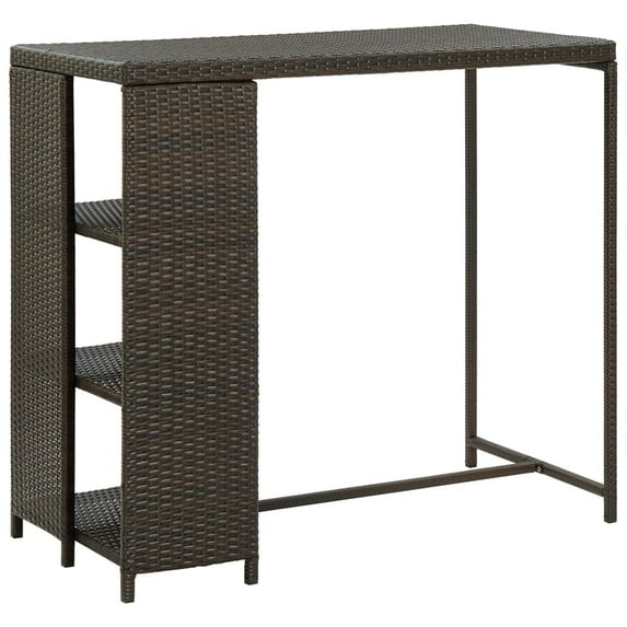 vidaXL Bar Table Pub Table Kitchen Bistro Table with Storage Rack Poly Rattan