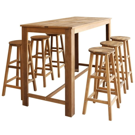 vidaXL Bar Table and Stool Kitchen Counter Stool Pub Table Solid Acacia Wood