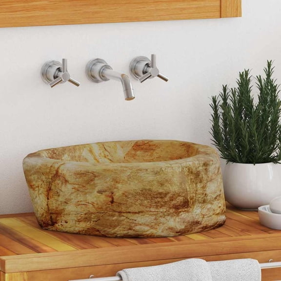 vidaXL Sink 17.7"x13.8"x5.9" Fossil Stone Cream