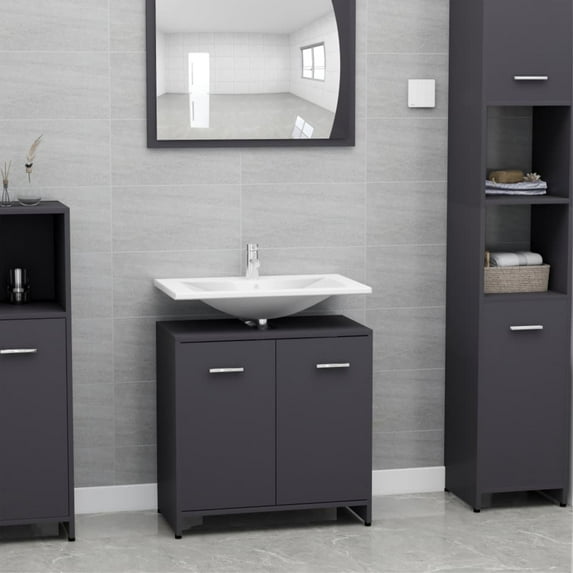 vidaXL Bathroom Cabinet Gray 23.6"x13"x22.8" Chipboard