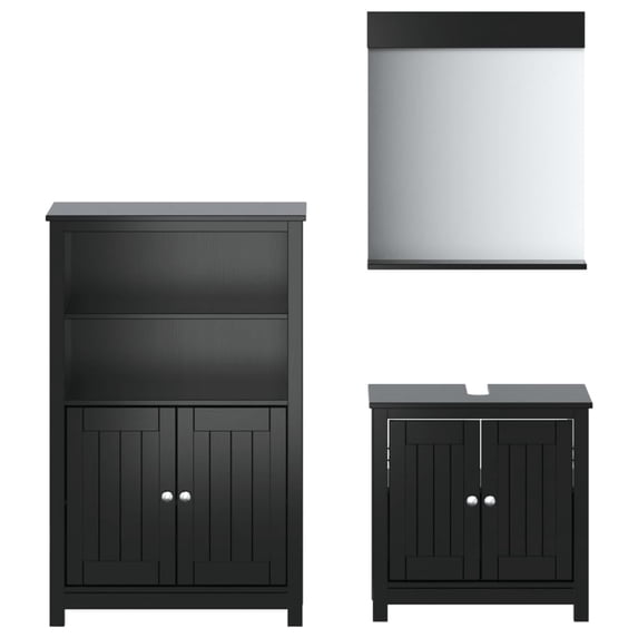 vidaXL Bathroom Furniture Set Storage Sink Cabinet Mirror BERG Solid Wood Pine