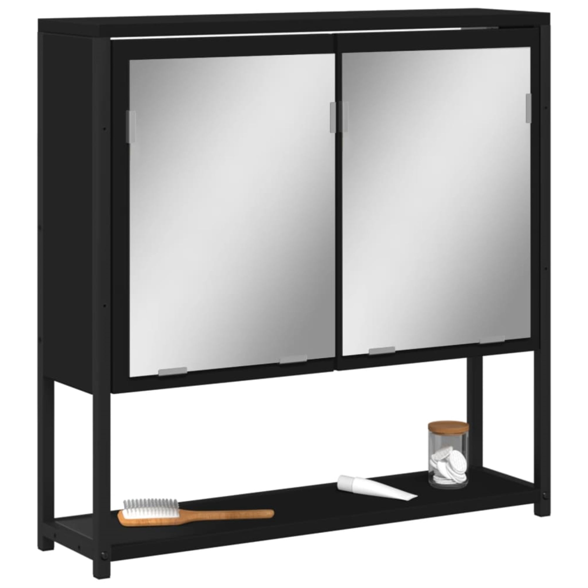 vidaXL Bathroom Mirror Cabinet Black 23.6"x6.3"x23.6" Engineered Wood ...